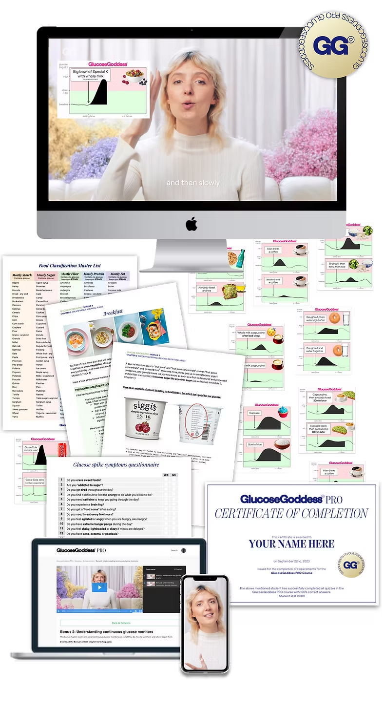 Glucose Goddess online course: learn how to reduce glucose spikes.